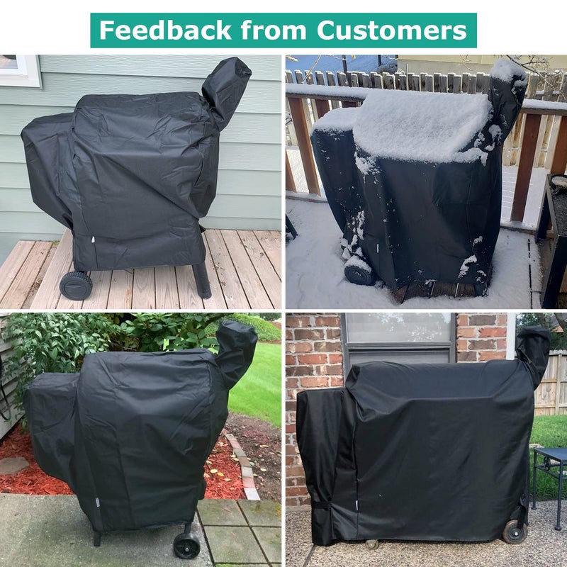 SunPatio Outdoor Heavy Duty Waterproof Grill Cover Compatible with Traeger 34 Series Wood Pellet Grill and Smoker, Texas and More, Full Length Barbecue Cover, All Weather Protection, Black - Image 3